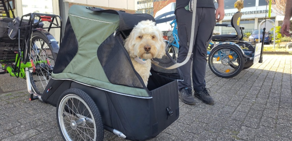 vervoer je hond met aanhanger en driewier fietskar bagagewagen