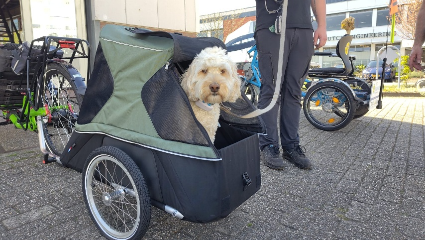 vervoer je hond met aanhanger en driewier fietskar bagagewagen